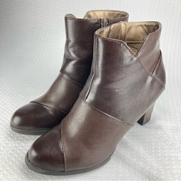 Life Stride Ankle Boots Womens Size 7 Brown Two Tone Velocity Flex Block Heels - Picture 3 of 11